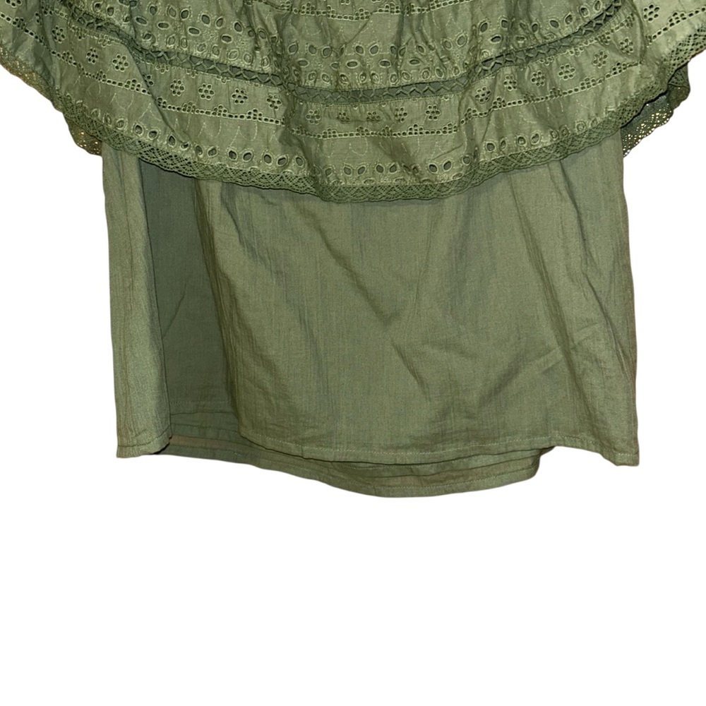 Sofia Jeans Sofia Vergara Eyelet Off Shoulder Top Green Womens Large Cotton Boho - Picture 6 of 11